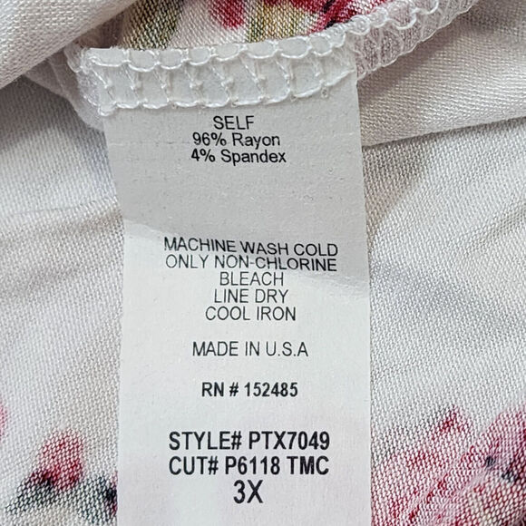 Papermoon Womens Sleeveless V Cut Top White With Red Pink Floral Tank Sz 3X NWOT - Picture 5 of 5